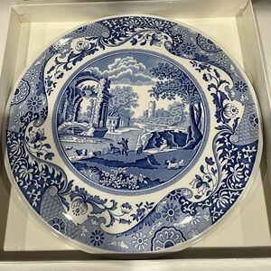 Vintage Spode England "Italian" Pattern Large 11.5" Cake Plate Earthenware. NIB